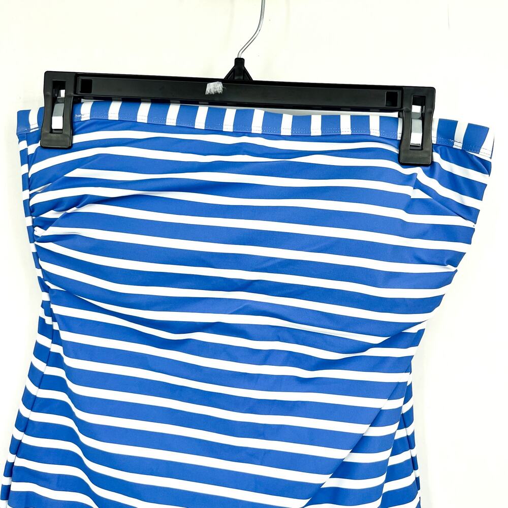 TOMMY BAHAMA Coastline Stripe Bandeau Tankini Top Medium Blue White NWT - Picture 4 of 12